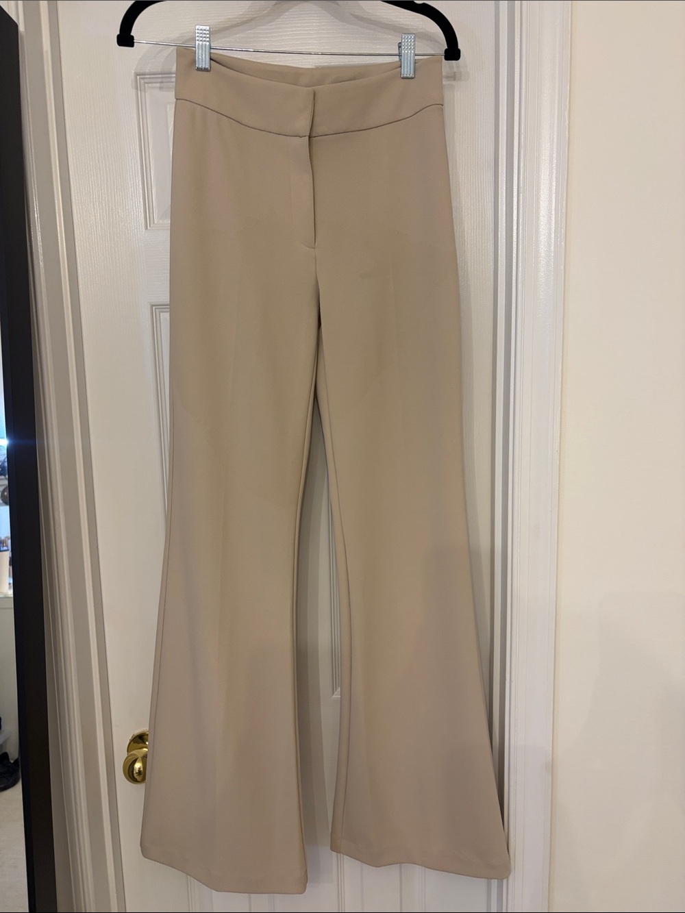 DKNY Wide Leg High-Rise Pants in Beige
